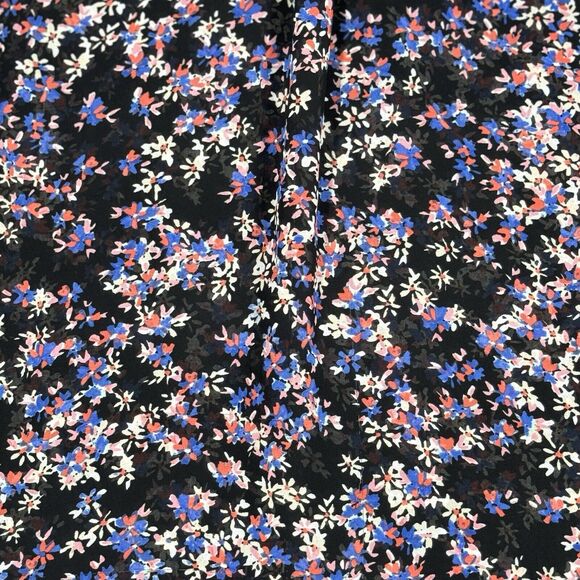 Express Shirt Womens Small Black Blue Floral Portofino Versatile Office Casual - Picture 5 of 7